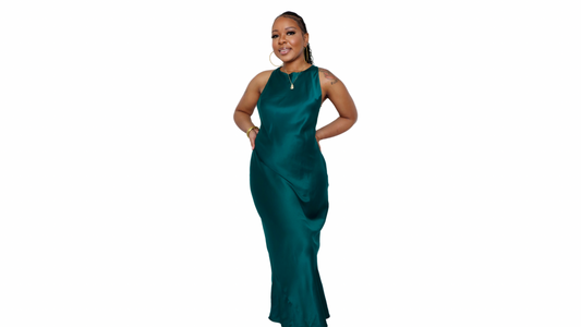 Forest Green Satin Slip Dress
