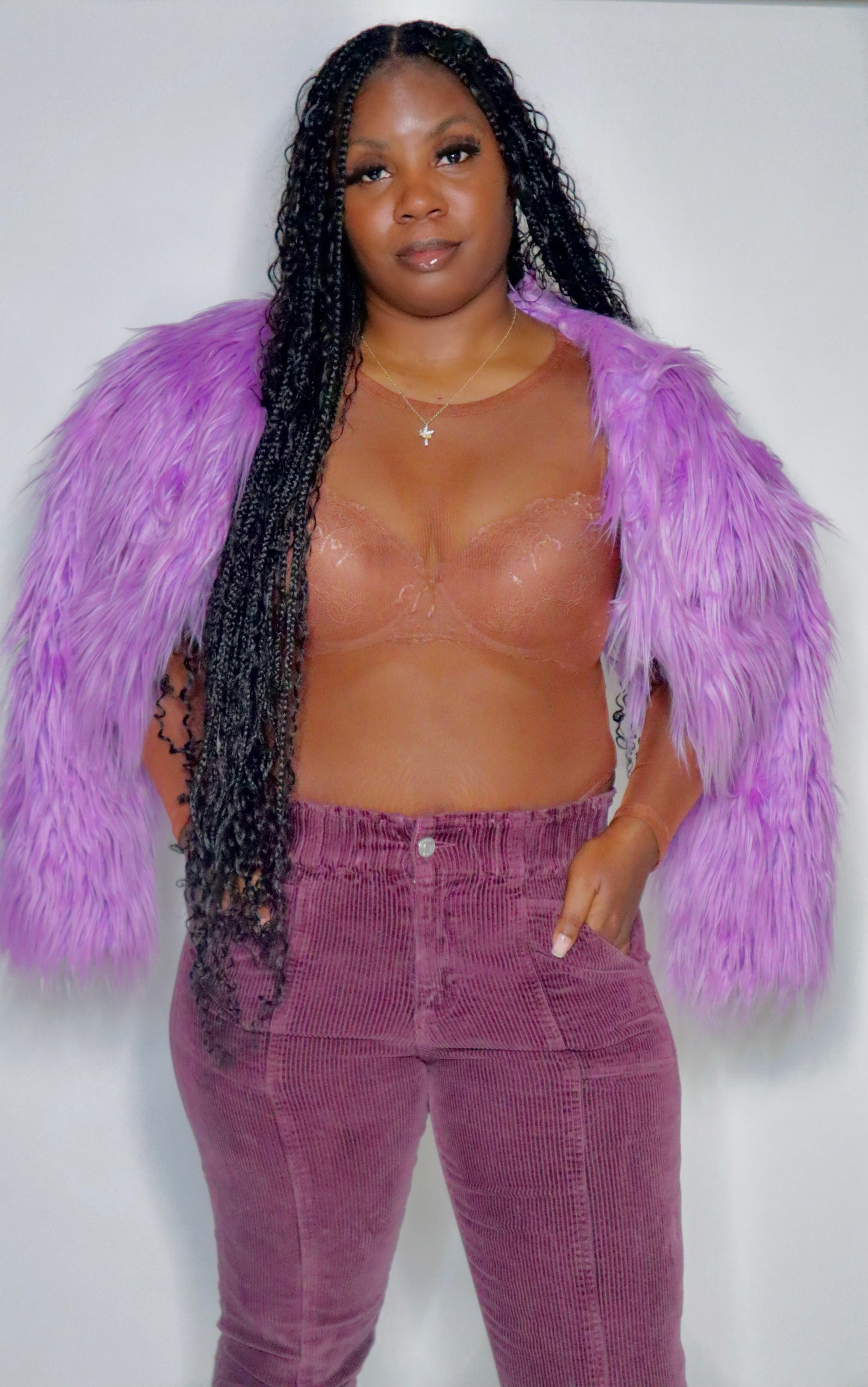 Lavender Faux Fur Coat (Eilly Bazar)