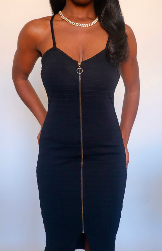 Black Knit Knee-Length Dress