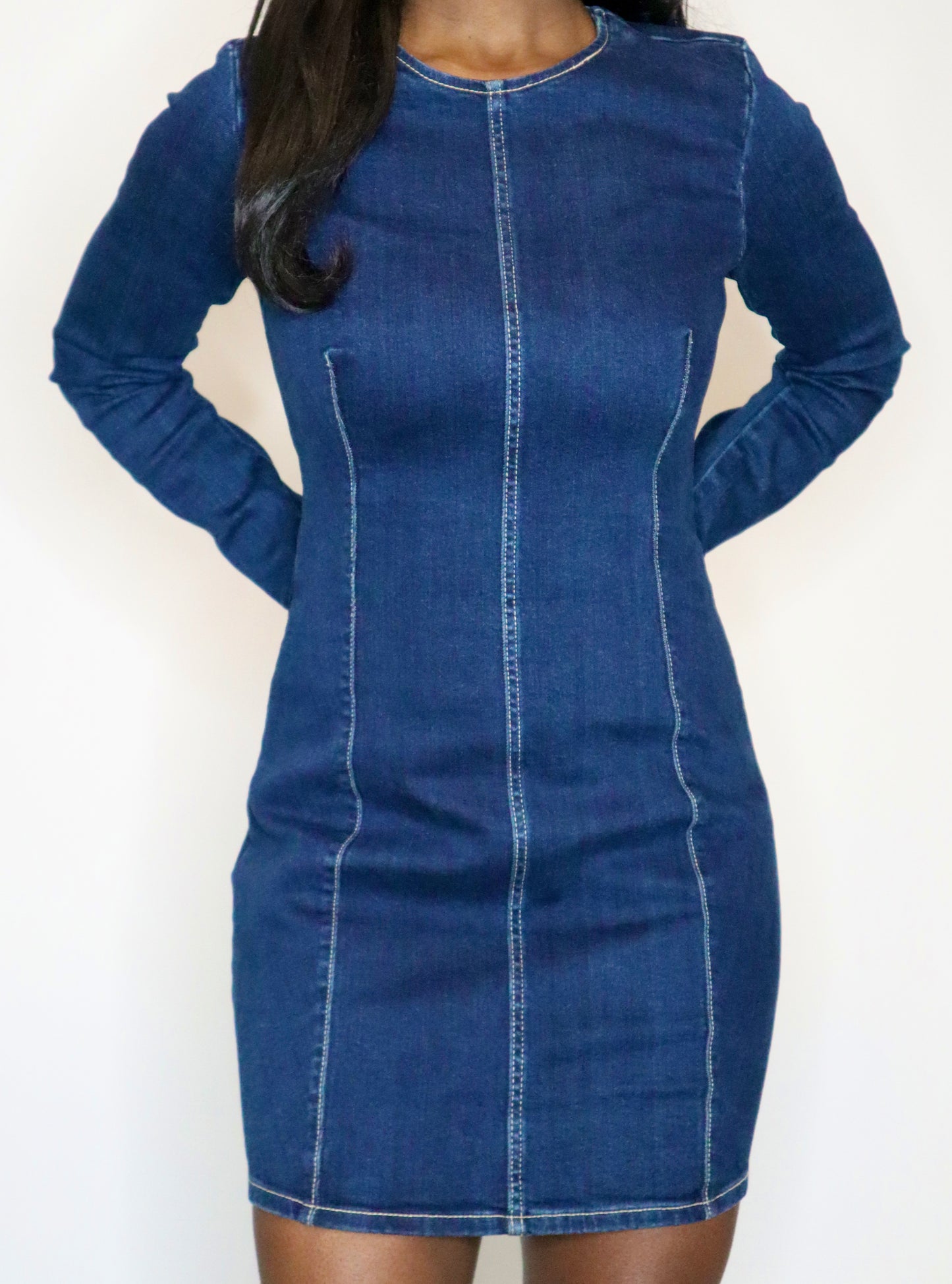 Denim Long-Sleeve Dress (Zara)