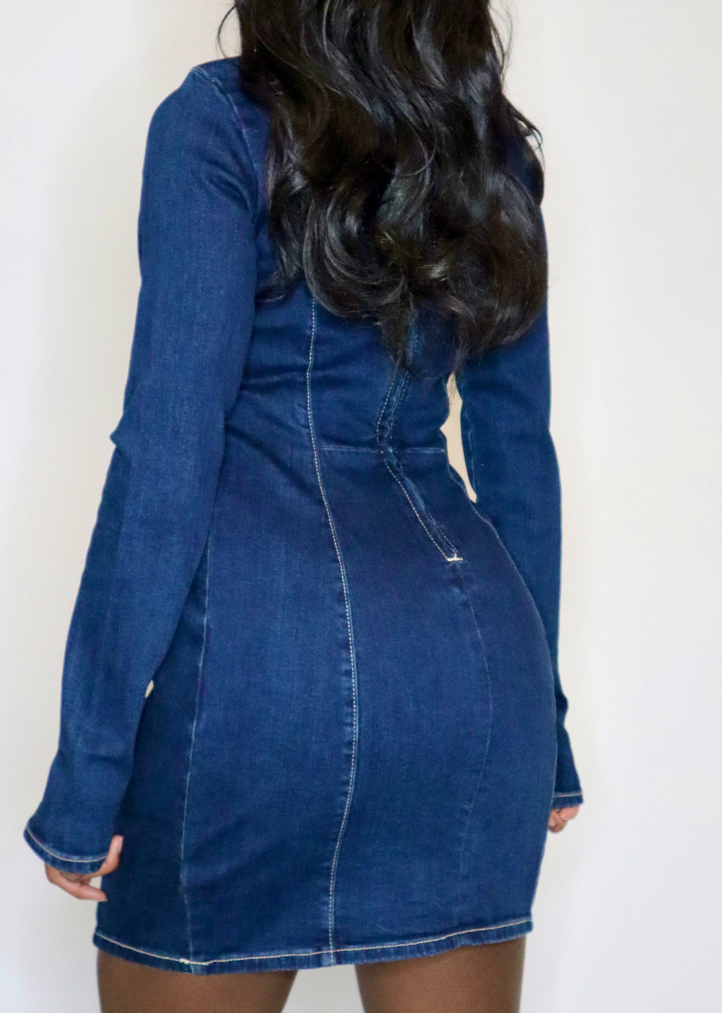 Denim Long-Sleeve Dress (Zara)